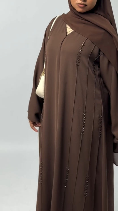Classic Brown Textured Abaya Set