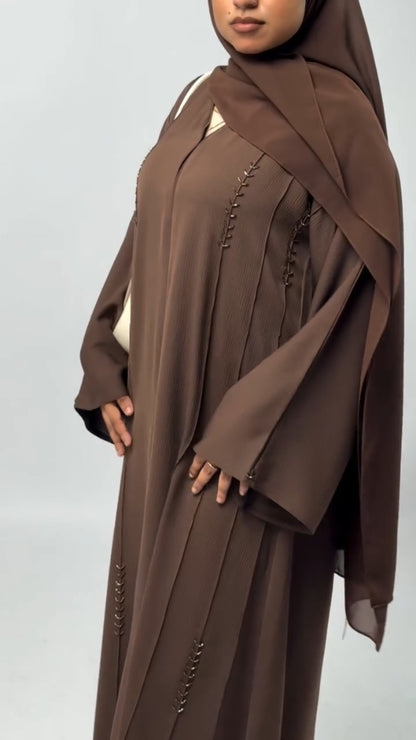Classic Brown Textured Abaya Set