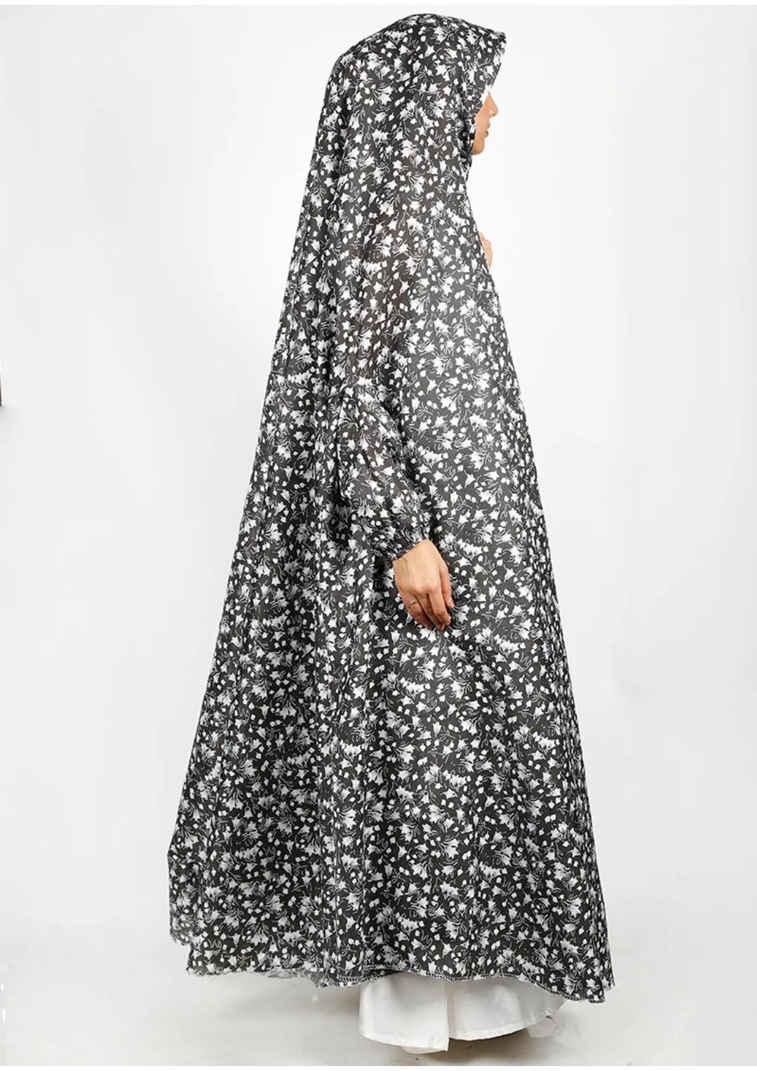 Black Floral Printed Namaz Makhna