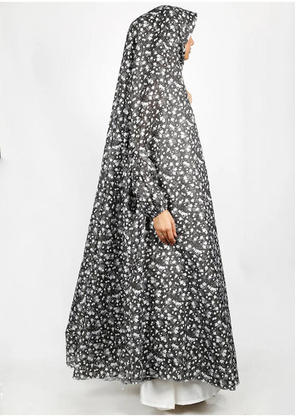 Black Floral Printed Namaz Makhna