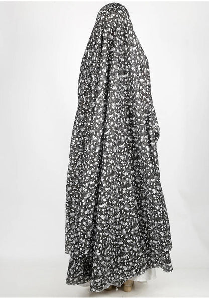 Black Floral Printed Namaz Makhna