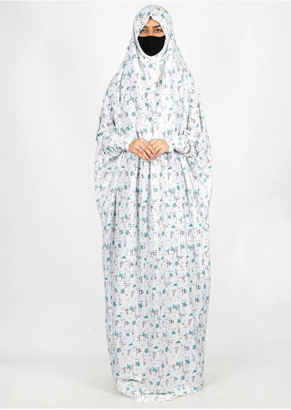 Turquoise Floral Printed Namaz Makhna
