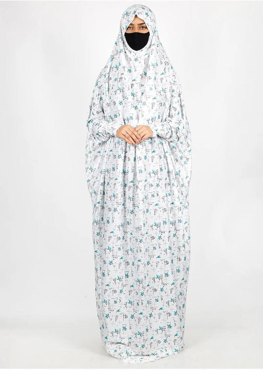 Turquoise Floral Printed Namaz Makhna