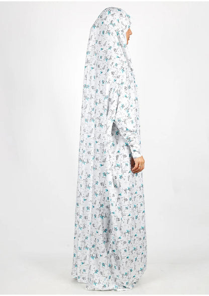 Turquoise Floral Printed Namaz Makhna