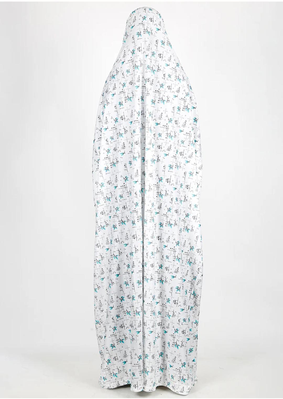 Turquoise Floral Printed Namaz Makhna