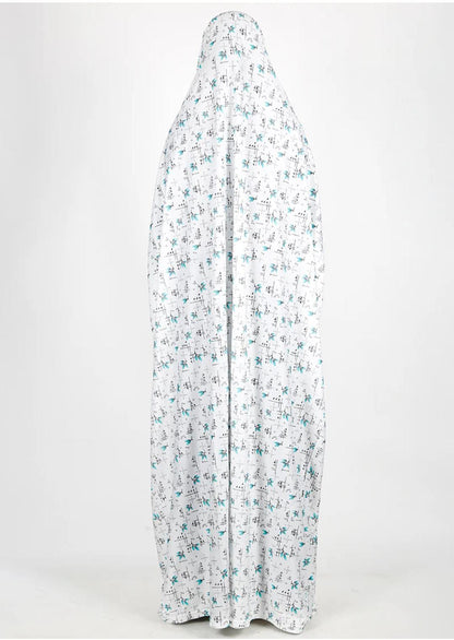 Turquoise Floral Printed Namaz Makhna
