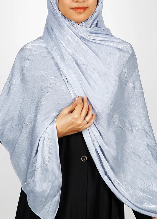 Ice Blue Crystal Shimmer Hijab