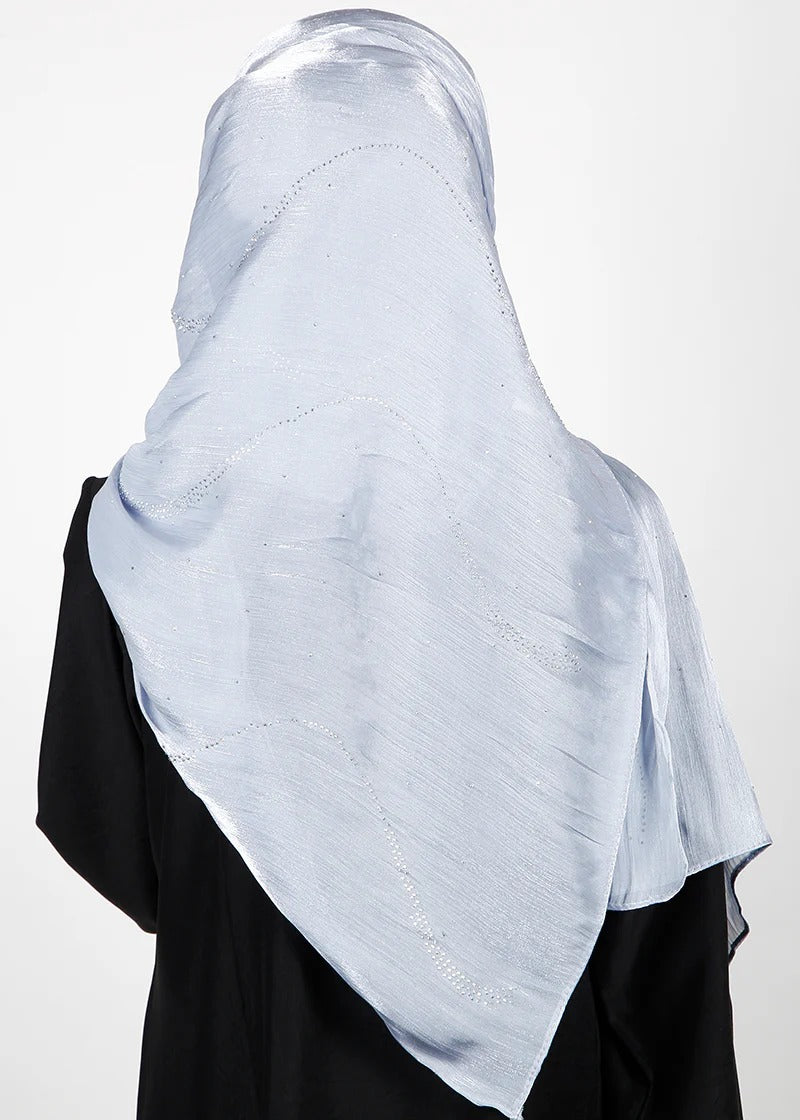 Ice Blue Crystal Shimmer Hijab