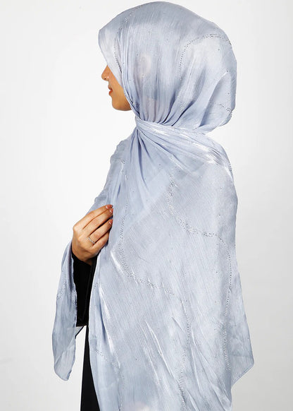 Ice Blue Crystal Shimmer Hijab