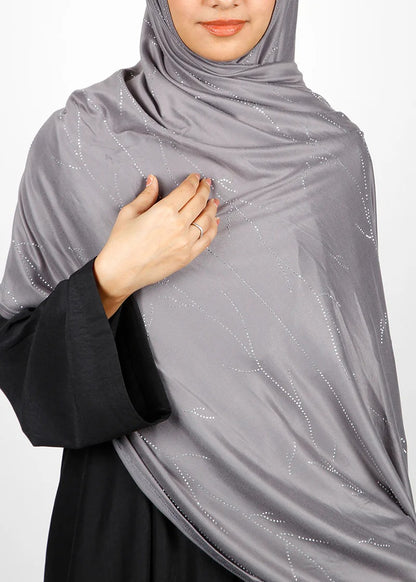 Silver Mist Rhinestone Hijab