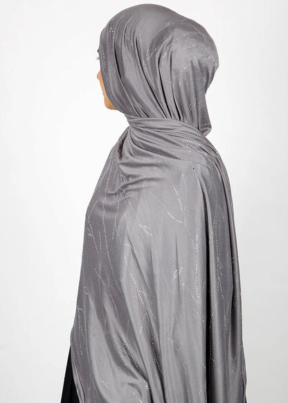 Silver Mist Rhinestone Hijab