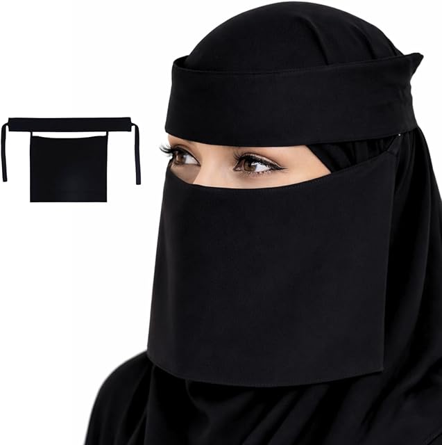 Premium Black Half Niqab Face Veil