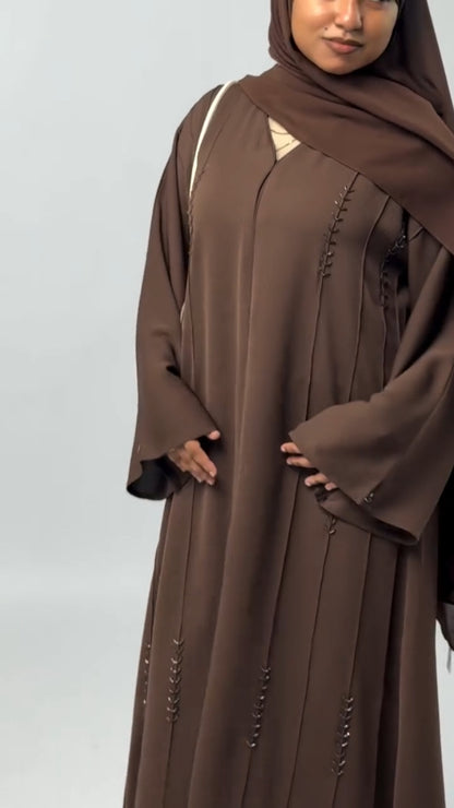 Classic Brown Textured Abaya Set