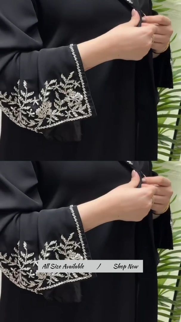 Luxury Shanaya Black Stone Hand Work Abaya