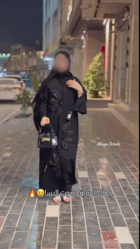 Premium Black 3D Floral Designer Abaya